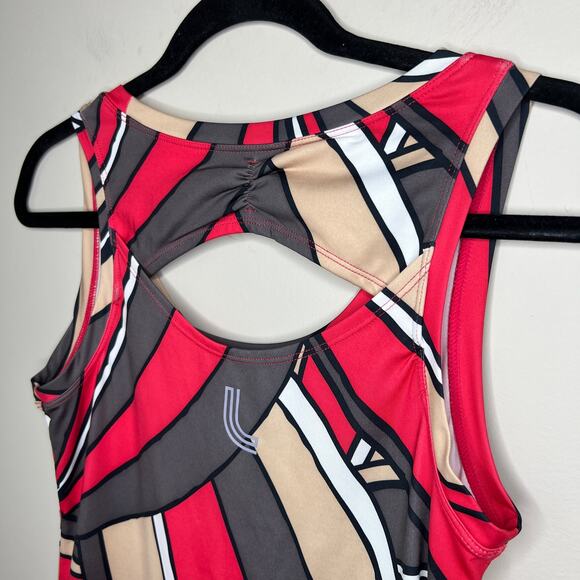 LOLE Activewear Patterned Ruched Tank Dress Keyhole Back UPF 50+ Wicking SZ S - Picture 5 of 12